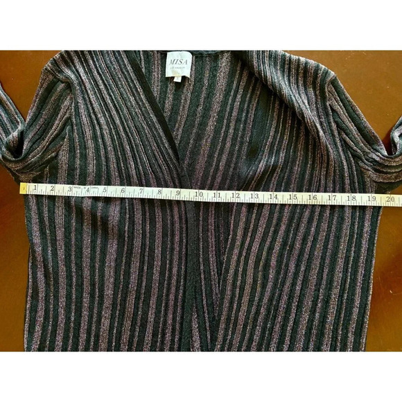 MISA Amberly Duster Cardigan in Purple Black Combo Metallic Size Small - Picture 12 of 13